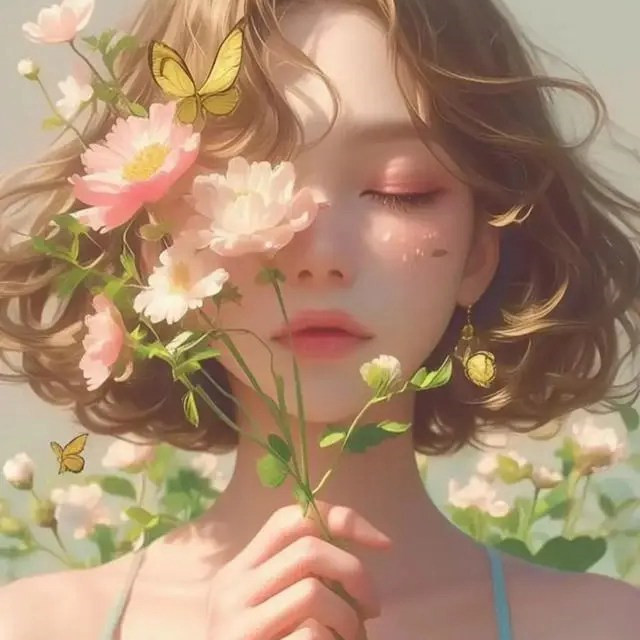 浪漫鲜花女生头像图片