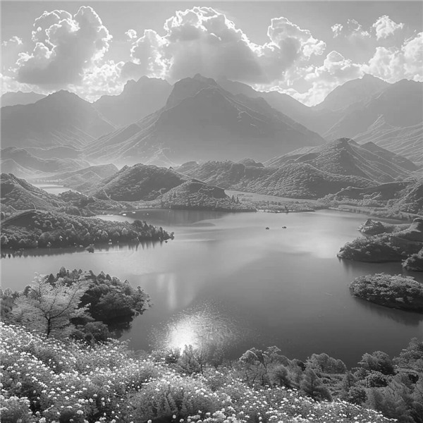黑白风景照片高级感头像