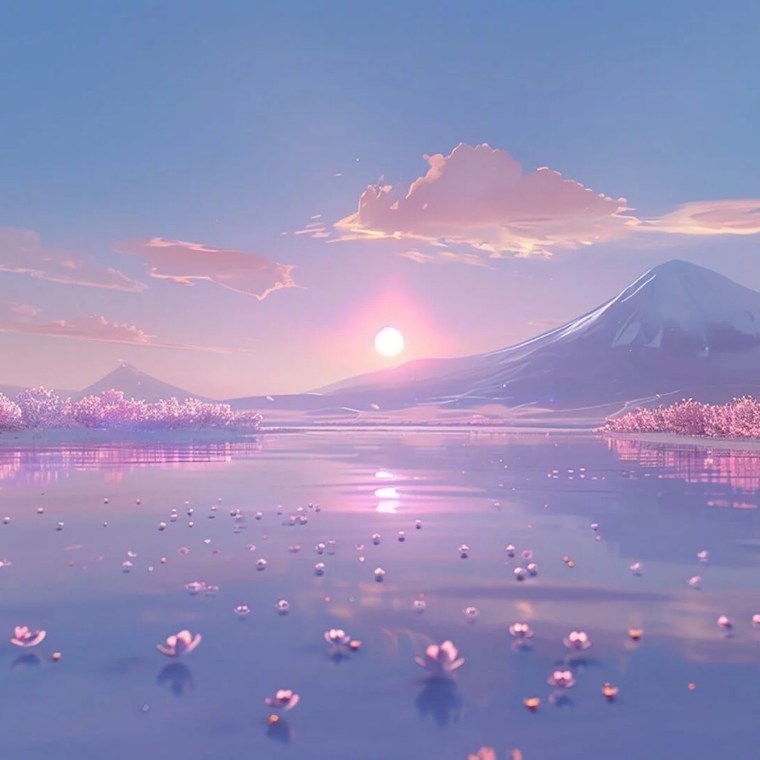浪漫粉色日落风景头像